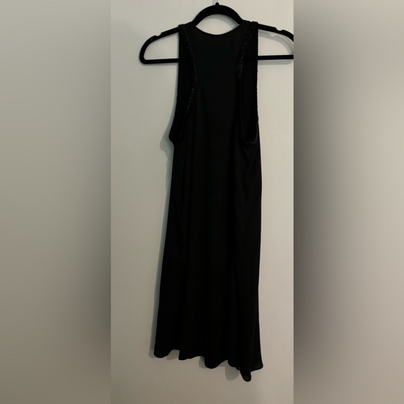 Rachel Roy Womens Medium Black Racerback Tank Knee Length Dress Bugle Beads - Picture 4 of 9